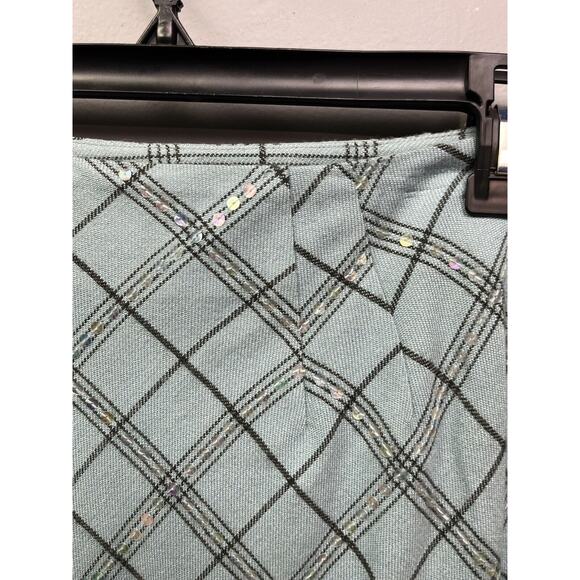 Vintage Tribeca Studio Skirt Womens 12 blue plaid sequined Wool Blend‎ A-Line - Picture 6 of 6